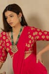 Shop_Paulmi and Harsh_Pink Saree Georgette Pre-stitched With Half Sleeve Blouse And Belt  _Online_at_Aza_Fashions