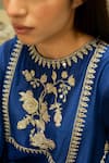 Buy_Paulmi and Harsh_Blue Chiniya Silk Hand Embroidered Anar Motifs Round Kurta And Pant Set  