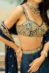 Buy_Paulmi and Harsh_Blue Lehenga Russian Jacquard Hand Embroidered Jaal Blouse Set  _Online_at_Aza_Fashions