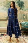 Buy_Paulmi and Harsh_Blue Chiniya Silk Hand Embroidered Butti Mirror Anarkali And Pant Set  _Online_at_Aza_Fashions