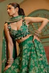 Paulmi and Harsh_Emerald Green Lehenga And Blouse Russian Jacquard Woven Bridal Set  _Online_at_Aza_Fashions