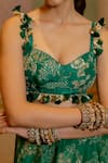 Buy_Paulmi and Harsh_Emerald Green Lehenga And Blouse Russian Jacquard Woven Bridal Set  _Online_at_Aza_Fashions