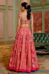 Shop_Paulmi and Harsh_Pink Lehenga And Blouse Chiniya Silk Printed Blooming Bridal Set _at_Aza_Fashions