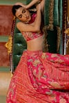 Paulmi and Harsh_Pink Lehenga And Blouse Chiniya Silk Printed Blooming Bridal Set _at_Aza_Fashions