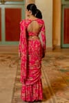 Shop_Paulmi and Harsh_Pink Georgette Printed Florette Round Pre-stitched Saree With Blouse _at_Aza_Fashions