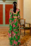 Shop_Paulmi and Harsh_Green Georgette Printed Garden Round Pre-stitched Saree With Blouse _at_Aza_Fashions