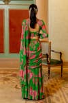 Buy_Paulmi and Harsh_Green Georgette Printed Garden Round Pre-stitched Saree With Blouse 