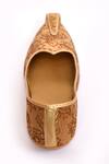 Shop_Aryavir Malhotra_Brown Embroidered Floral Thread Juttis _Online_at_Aza_Fashions