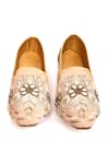 Shop_Aryavir Malhotra_Brown Hand Embroidery Flower Pattern Work Juttis _at_Aza_Fashions