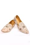 Aryavir Malhotra_Brown Hand Embroidery Flower Pattern Work Juttis _Online_at_Aza_Fashions