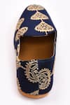 Shop_Aryavir Malhotra_Blue Embroidered Contrast Juttis _Online_at_Aza_Fashions