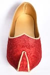 Shop_Aryavir Malhotra_Red Embroidered Rose Floral Juttis _Online_at_Aza_Fashions