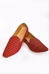 Aryavir Malhotra_Red Embroidered Stripes Juttis _Online_at_Aza_Fashions