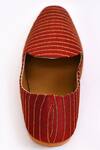 Shop_Aryavir Malhotra_Red Embroidered Stripes Juttis _Online_at_Aza_Fashions