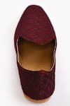 Shop_Aryavir Malhotra_Wine Embroidered Paisley Juttis _Online_at_Aza_Fashions