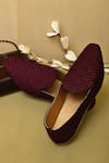 Aryavir Malhotra_Wine Embroidered Paisley Juttis _at_Aza_Fashions