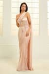 Buy_Masumi Mewawalla x AZA_Rose Gold Mashroo Embroidered Floral Vine Draped Corset Saree Gown  