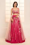 Buy_Masumi Mewawalla x AZA_Pink Mashroo Embroidered 3d Floral Blooming Bridal Lehenga Set _at_Aza_Fashions