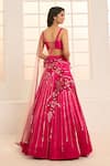 Masumi Mewawalla x AZA_Pink Mashroo Embroidered 3d Floral Blooming Bridal Lehenga Set _Online_at_Aza_Fashions