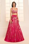 Buy_Masumi Mewawalla x AZA_Pink Mashroo Embroidered 3d Floral Blooming Bridal Lehenga Set _Online_at_Aza_Fashions