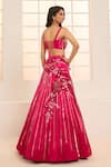Shop_Masumi Mewawalla x AZA_Pink Mashroo Embroidered 3d Floral Blooming Bridal Lehenga Set _Online_at_Aza_Fashions