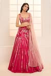 Buy_Masumi Mewawalla x AZA_Pink Mashroo Embroidered 3d Floral Blooming Bridal Lehenga Set _Online