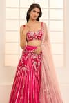 Shop_Masumi Mewawalla x AZA_Pink Mashroo Embroidered 3d Floral Blooming Bridal Lehenga Set _Online