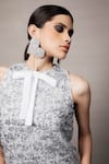 Buy_POOJA SHROFF_Silver Tweed Embroidery Sequin Round Work Dress _Online_at_Aza_Fashions