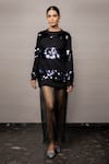 Buy_POOJA SHROFF_Black Jersey Embroidery Sequin Round Starry Night Sweatshirt _at_Aza_Fashions