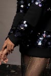 POOJA SHROFF_Black Jersey Embroidery Sequin Round Starry Night Sweatshirt _Online_at_Aza_Fashions