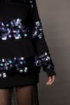 Shop_POOJA SHROFF_Black Jersey Embroidery Sequin Round Starry Night Sweatshirt _Online_at_Aza_Fashions