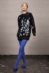 Shop_POOJA SHROFF_Black Jersey Embroidery Sequin Applique Round Stardust Sweatshirt _at_Aza_Fashions