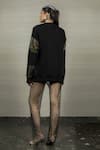 Shop_POOJA SHROFF_Black Jersey Embroidery Rhinestone Round Sweatshirt _at_Aza_Fashions