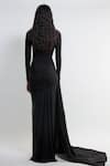 Shop_Deme by Gabriella_Black Malai Lycra Plain Turtle Alyson Draped Gown _at_Aza_Fashions