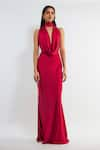 Deme by Gabriella_Red Satin Plain Deep Cowl Cathy Backless Maxi Dress _Online_at_Aza_Fashions