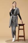 Buy_Shingora_Grey Checkered Tim-tim Wool Woven Stole _at_Aza_Fashions