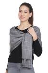 Shop_Shingora_Grey Checkered Tim-tim Wool Woven Stole _at_Aza_Fashions