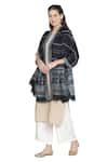 Shingora_Black Stripe Woven Pattern Kiyana Jacquard Wool Shawl _Online_at_Aza_Fashions