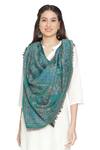 Shop_Shingora_Green Blossom Flora Woven Stole_at_Aza_Fashions