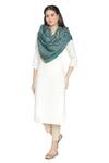 Shingora_Green Blossom Flora Woven Stole_Online_at_Aza_Fashions