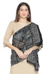 Shop_Shingora_Black Woven Geometric Pattern Shawl _at_Aza_Fashions