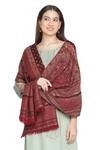 Shop_Shingora_Maroon Embroidery Regal Woolen Floral Woven Shawl _at_Aza_Fashions