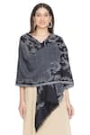 Shop_Shingora_Blue Penelope Woven Pattern Woolen Shawl _at_Aza_Fashions