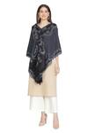 Shingora_Blue Penelope Woven Pattern Woolen Shawl _Online_at_Aza_Fashions
