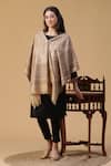 Buy_Shingora_Beige Woven Mirza Geometric Pattern Shawl _at_Aza_Fashions