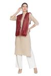 Shingora_Maroon Nagma Woolen Frayed Edge Stole _Online_at_Aza_Fashions
