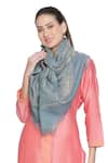 Shop_Shingora_Blue Nagma Woven Design Wool Stole _at_Aza_Fashions