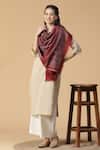 Buy_SHINGORA_Maroon Omaira Geometric Pattern Woven Stole _at_Aza_Fashions
