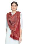 Shop_Shingora_Maroon Ozza Woolen Paisley Pattern Stole _at_Aza_Fashions