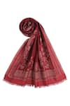 Buy_SHINGORA_Maroon Qiraat Wool Woven Design Stole _Online_at_Aza_Fashions